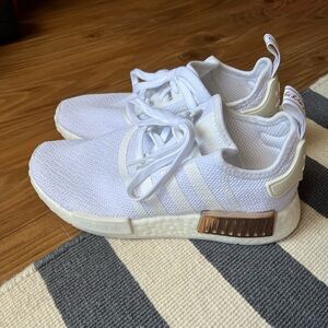 Adidas White and Gold Sneakers with Boost Cushioning